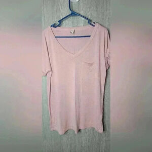 Flamingo boutique brand blush colored short sleeve shirt with fron pocket size M